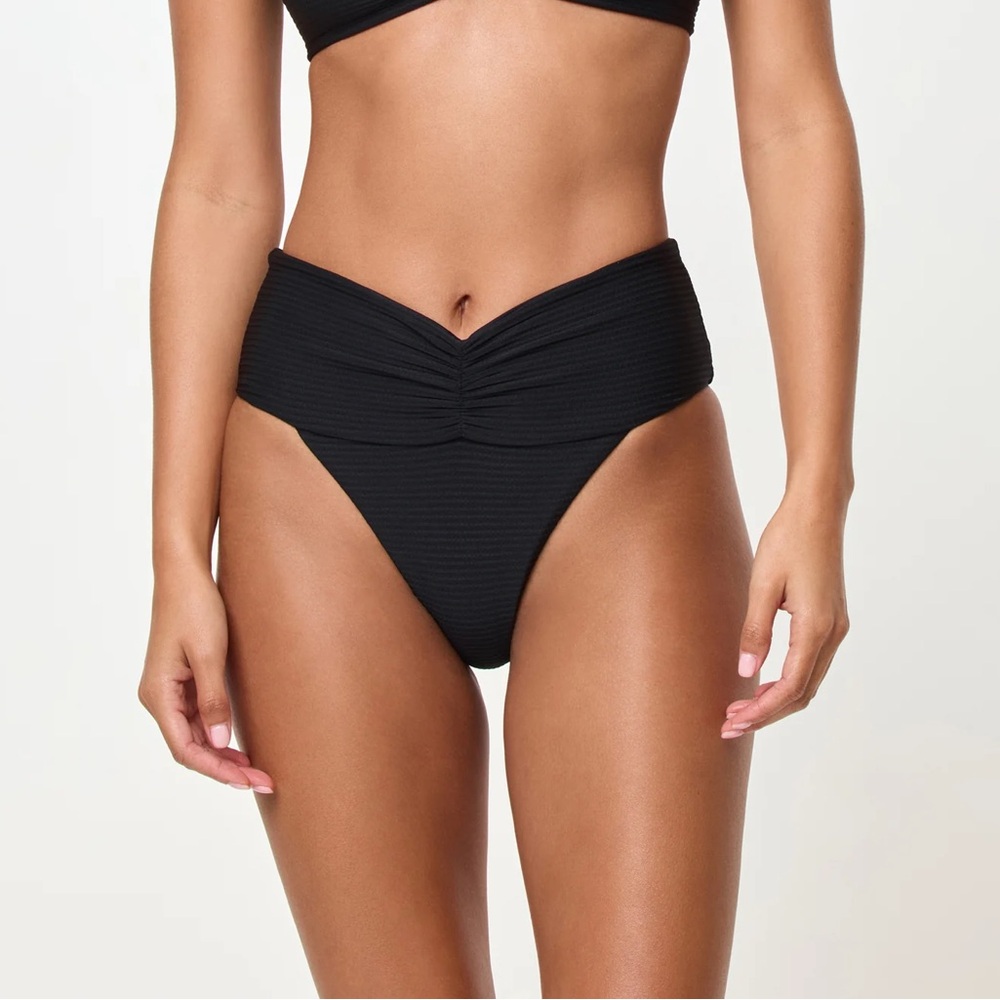 L*Space Black Bardot Bikini Bottom, Med, NWT